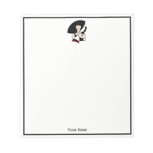Vintage Art Deco Woman Wearing Hat Gloves Color Notepad