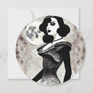 Vintage Art Deco Woman with Black Hair Thank You Card