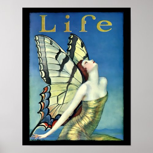 Vintage Art Deco Woman With Butterfly Wings Poster