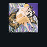 Vintage Art Deco Woman with Cat by S. Chompre Canvas Print<br><div class="desc">Vintage illustration art deco daily life image featuring an elegant woman wearing a flapper dress is sitting on a couch with her pet cat. Woman with Cat by S. Chompre. "Femmes Modernes, 1926" by S. Chompré is a series of illustrations with contemporary women from the 1920s by Samuel Chompré. The...</div>