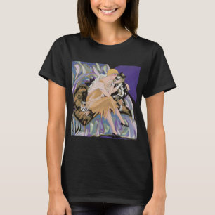 Vintage Art Deco Woman with Cat by S. Chompre T-Shirt