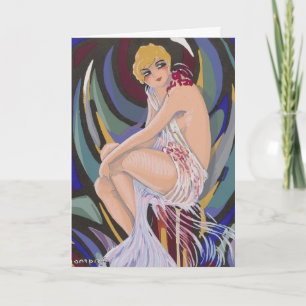 Vintage Art Deco Woman with Drapes by S. Chompre Card