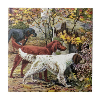 Vintage Art Dog Lovers Setters Ceramic Tile