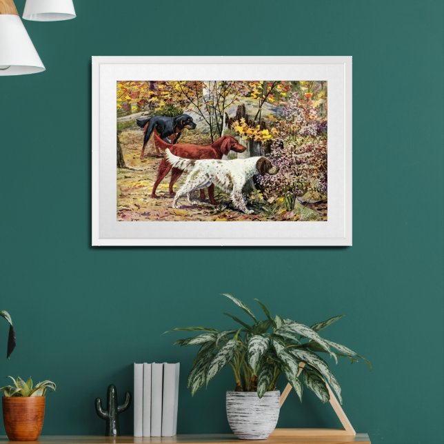 Vintage Art Dog Lovers Setters Framed Art (Living Room 2)