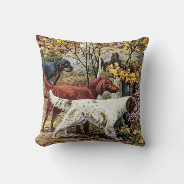 Vintage Art Dog Lovers Setters Throw Pillow (Front)