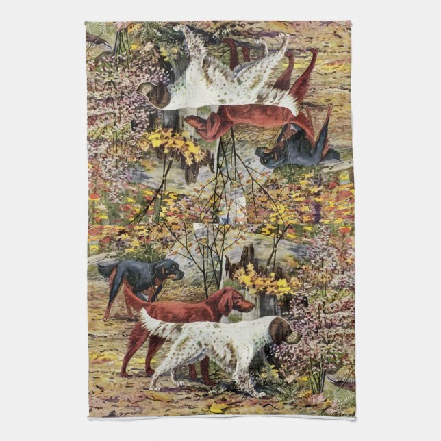 Vintage Art Dog Lovers Setters Towel (Vertical)