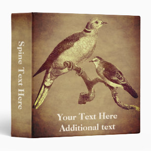 Vintage Art Doves On Branch Nature Personalized 3 Ring Binder