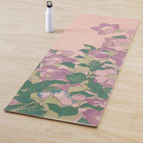 Vintage Art Dragonfly and Flowers Painting Yoga Mat