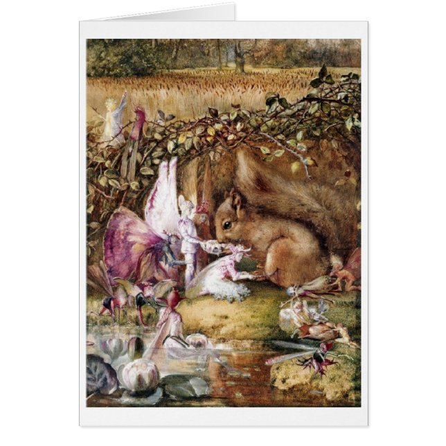 Vintage Art - Fairies Feed a Squirrel, Cards (Front)