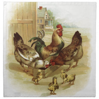 Vintage Art Farm Chickens Napkin