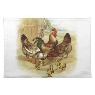 Vintage Art Farm Chickens Placemat