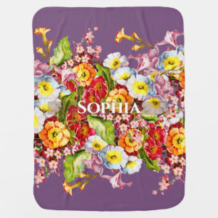 Vintage Art Floral Pattern Spring Flowers Primrose Baby Blanket