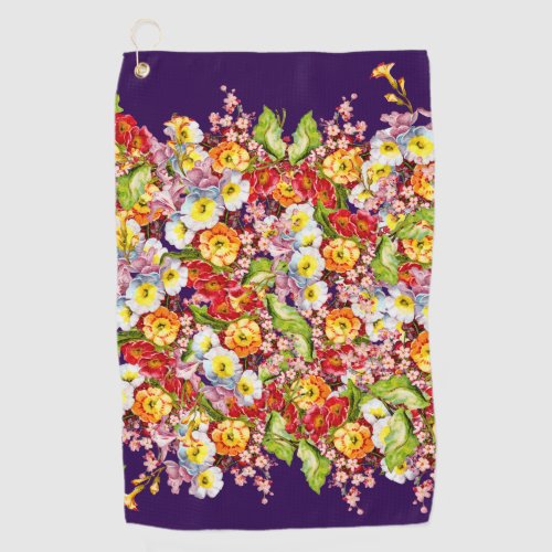 Vintage Art Floral Pattern Spring Flowers Primrose Golf Towel
