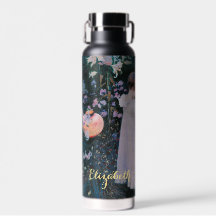 Vintage Art Flowers Girls Lantern in Dusk Monogram