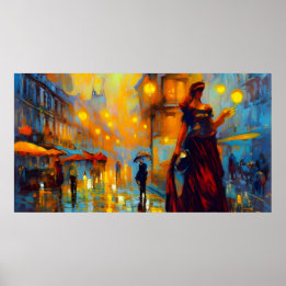 Vintage art France with woman old Poster