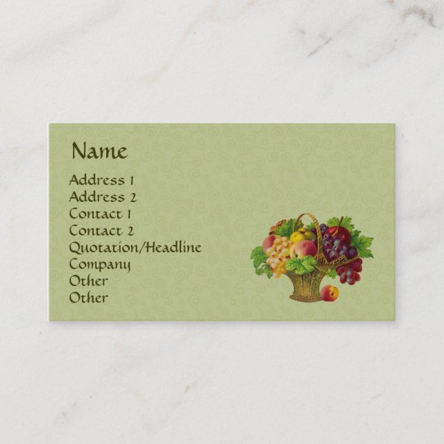 Vintage Art Fruit Basket Business Card (Front)