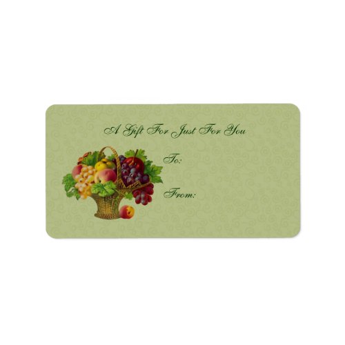 Vintage Art Fruit Basket Gift Tag