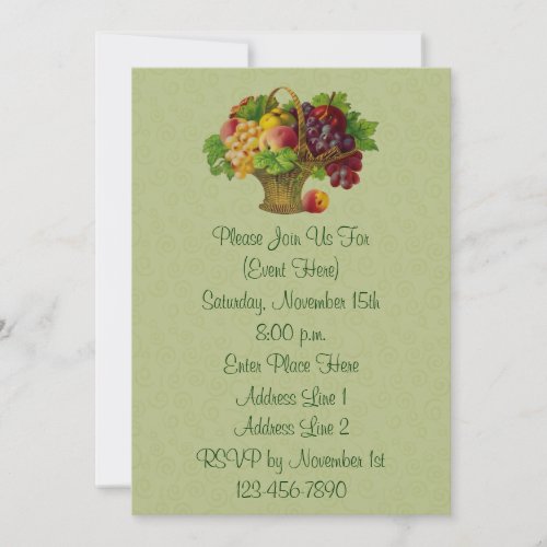 Vintage Art Fruit Basket Invitation