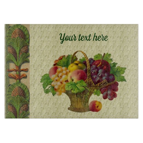 Vintage Art Fruit Basket Personalized  Cutting Board