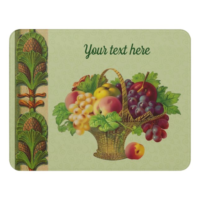 Vintage Art Fruit Basket Personalized   Door Sign (Contemporary Front)
