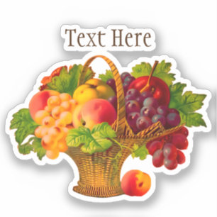 Vintage Art Fruit Basket Personalized Sticker