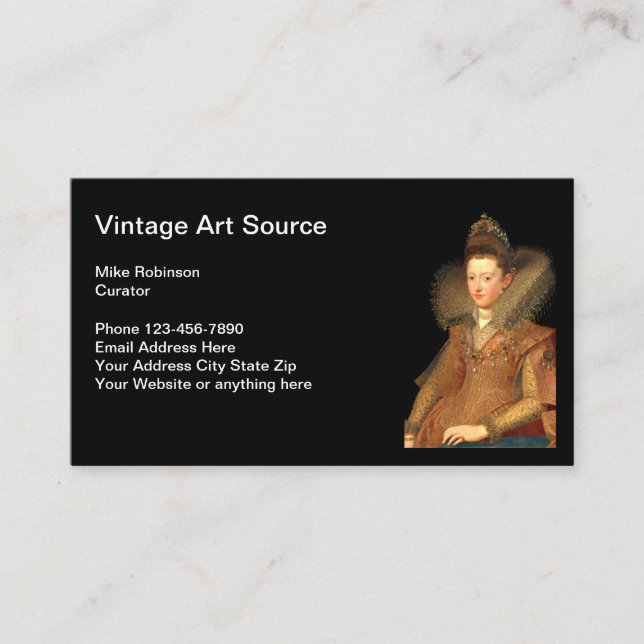 Vintage Art Gallery And Appraiser Business Card (Front)