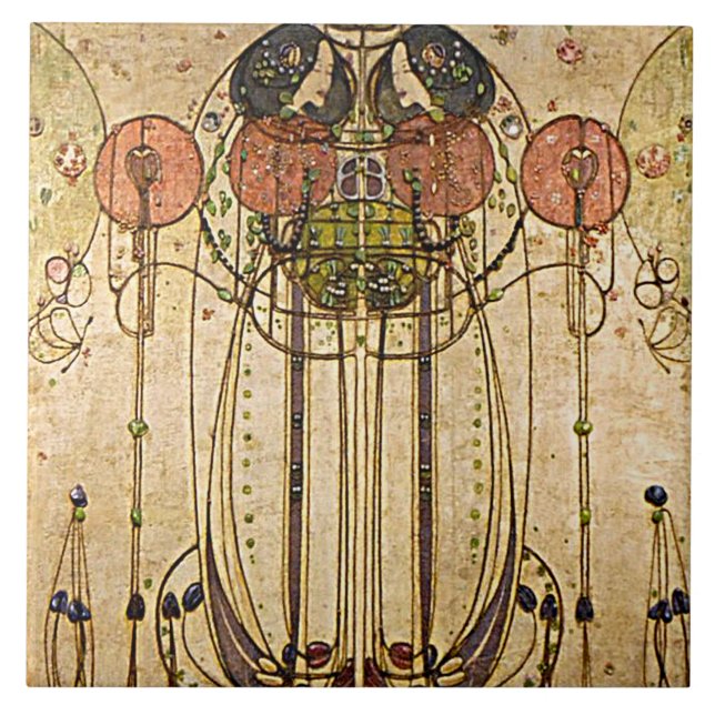 Vintage Art Gesso Wall Frieze Ceramics Tile (Front)