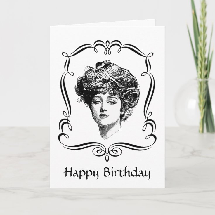 Vintage Art Gibson Girl Birthday Card | Zazzle