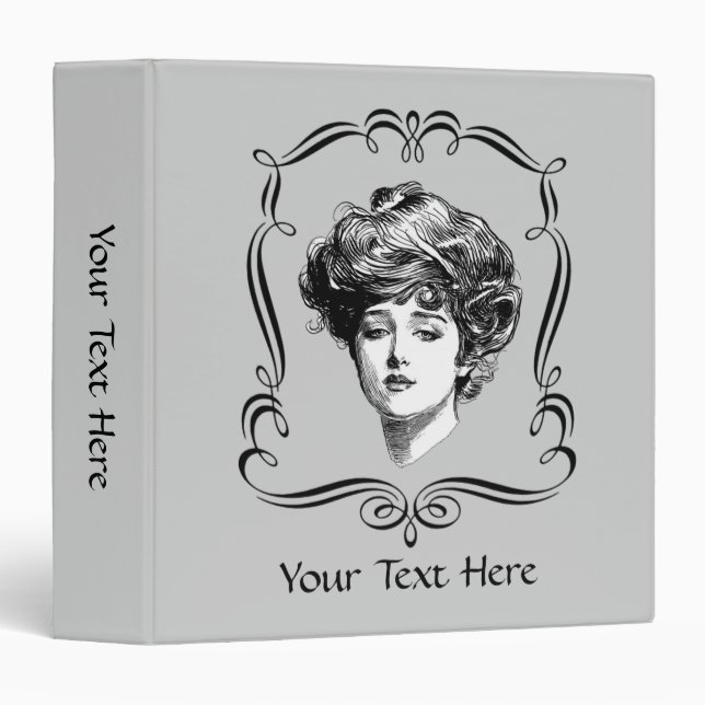 Vintage Art Gibson Girl Personalized Binder (Front/Spine)