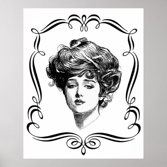 Vintage Art Gibson Girl Poster Print | Zazzle.com