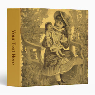 Vintage Art Girl With Doll Personalized Binder