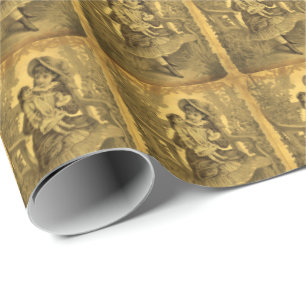 Vintage Art Girl With Doll Wrapping Paper