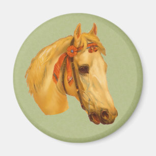 Vintage Art Horse Head Drawing Magnet