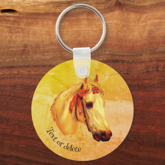 Vintage Art Horse Head Drawing Personalized Keychain (Front)