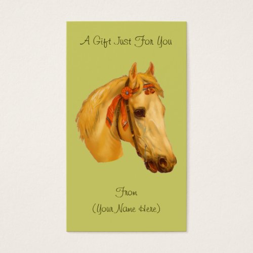 Vintage Art Horse Head Personalized Gift Card Tag