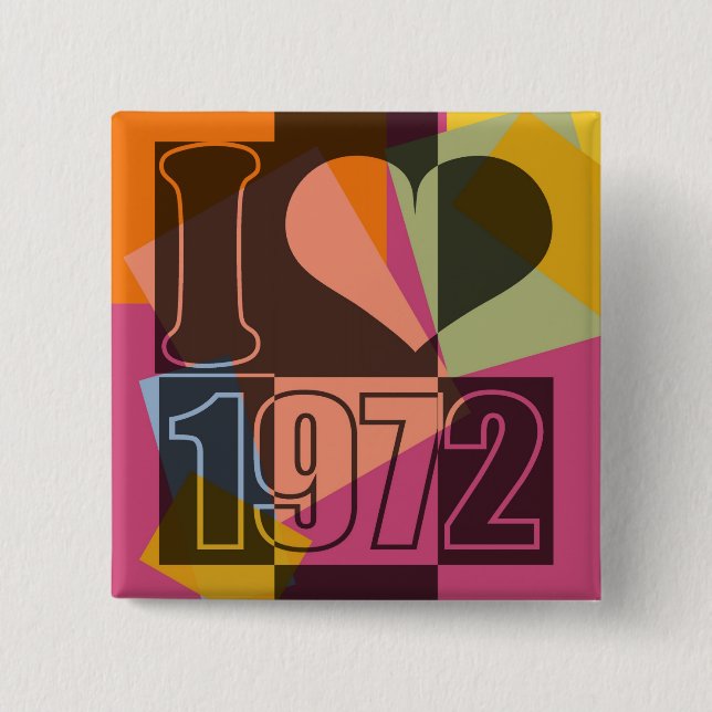 Vintage Art - I love (heart) 1972 - Button (Front)