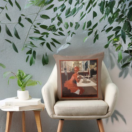 Vintage Art _ In the Cafe _ Fernand Lungren Square Throw Pillow