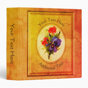 Vintage Art Iris Flower Bouquet Personalized 3 Ring Binder