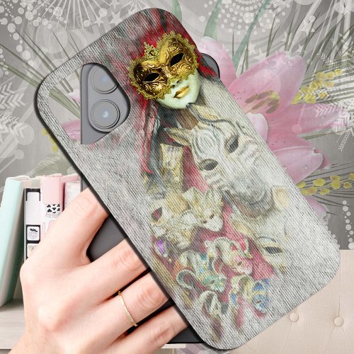 Vintage art Italy Venice Carnival Venetian Masks iPhone 15 Case