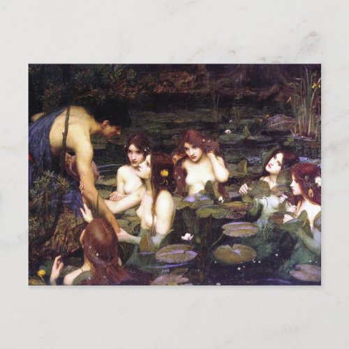 Vintage Art John W Waterhouse Hylas and Nymphs Postcard