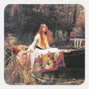 Vintage Art John W. Waterhouse Lady of Shalott Square Sticker