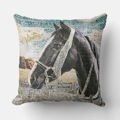 Vintage Art Journal Page Throw Pillow