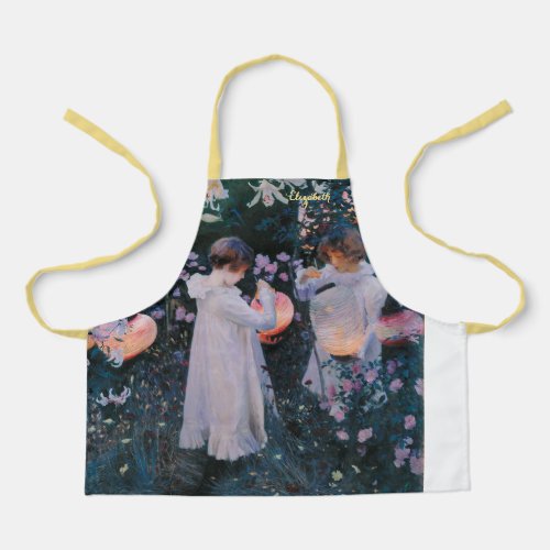 Vintage Art Lantern Girls Boys Kids Artist Painter Apron