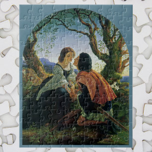 Vintage Art, Lovers at Dusk, Sir Joseph Noel Paton Jigsaw Puzzle