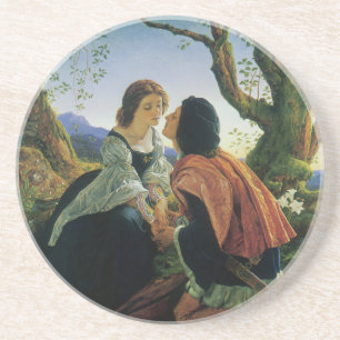 Vintage Art, Lovers at Dusk, Sir Joseph Noel Paton Sandstone Coaster