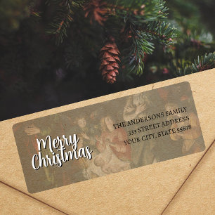 Vintage Art Merry Christmas Nativity De Vos Label