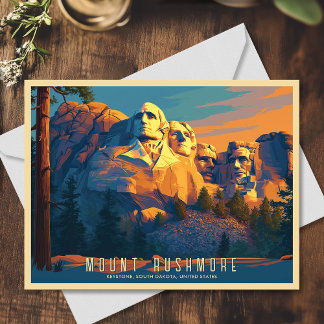 Vintage Art Mount Rushmore South Dakota USA Travel Postcard