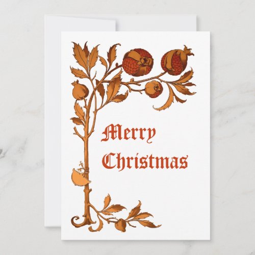 Vintage Art Nouveau 1886 Pomegranate Christmas Holiday Card