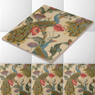 Vintage Art Nouveau 1890 The Peacock Pattern Ceramic Tile
