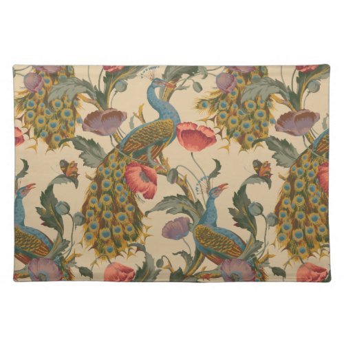 Vintage Art Nouveau 1890 The Peacock Pattern Cloth Placemat